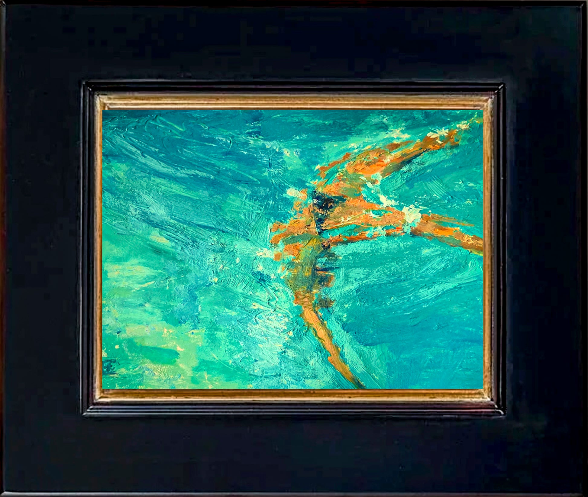 Once Upon A Dream is shown here in a  black frame with a gold gild inner edge