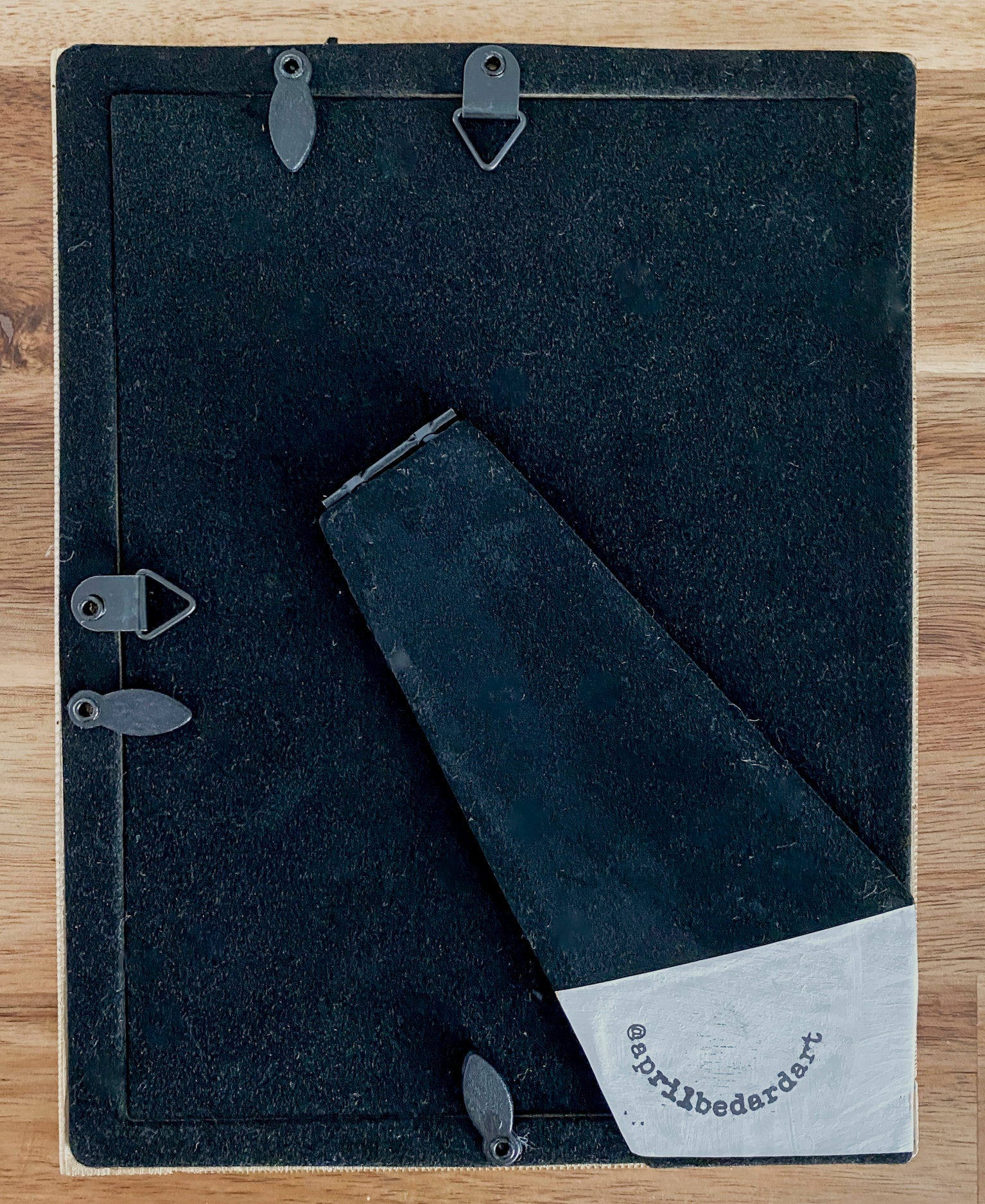 Back view of frame of  Pink Owl & Two Moons s