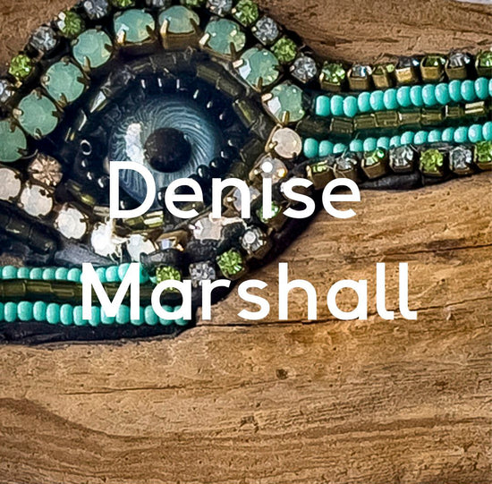 Artist Denise Marshall, name on close up image of her work