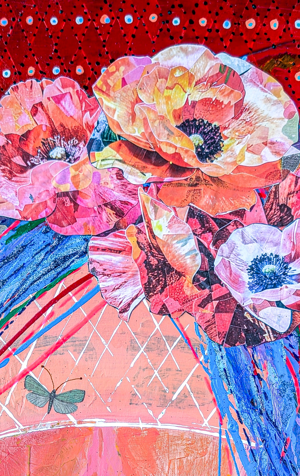 This close up image shows the beautiful colors and details of the floral headdress in Gina's In Bloom portrait.